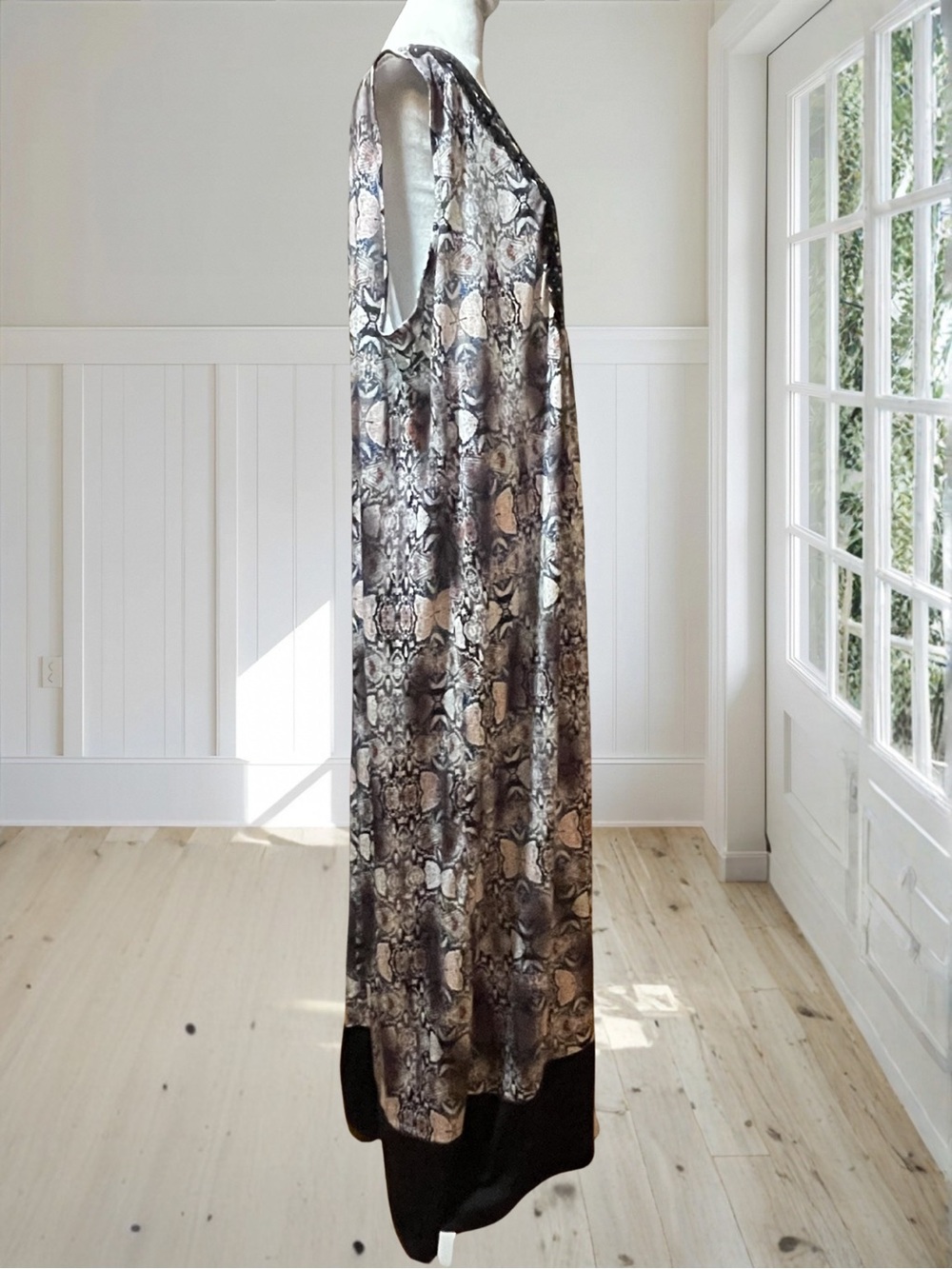 ONE WORLD Women's 3X Plus Embellished Boho Beaded Sleeveless Printed Maxi Dress - Picture 7 of 12